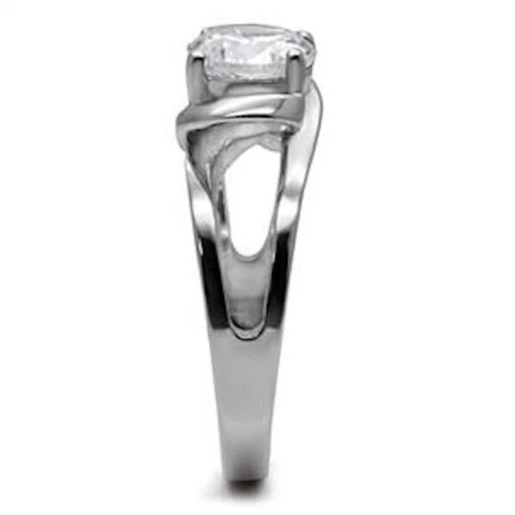 Art Deco Cubic Zirconia Solitaire Engagement Ring Size 9 10 Silver RhodiumPlated - Picture 4 of 6